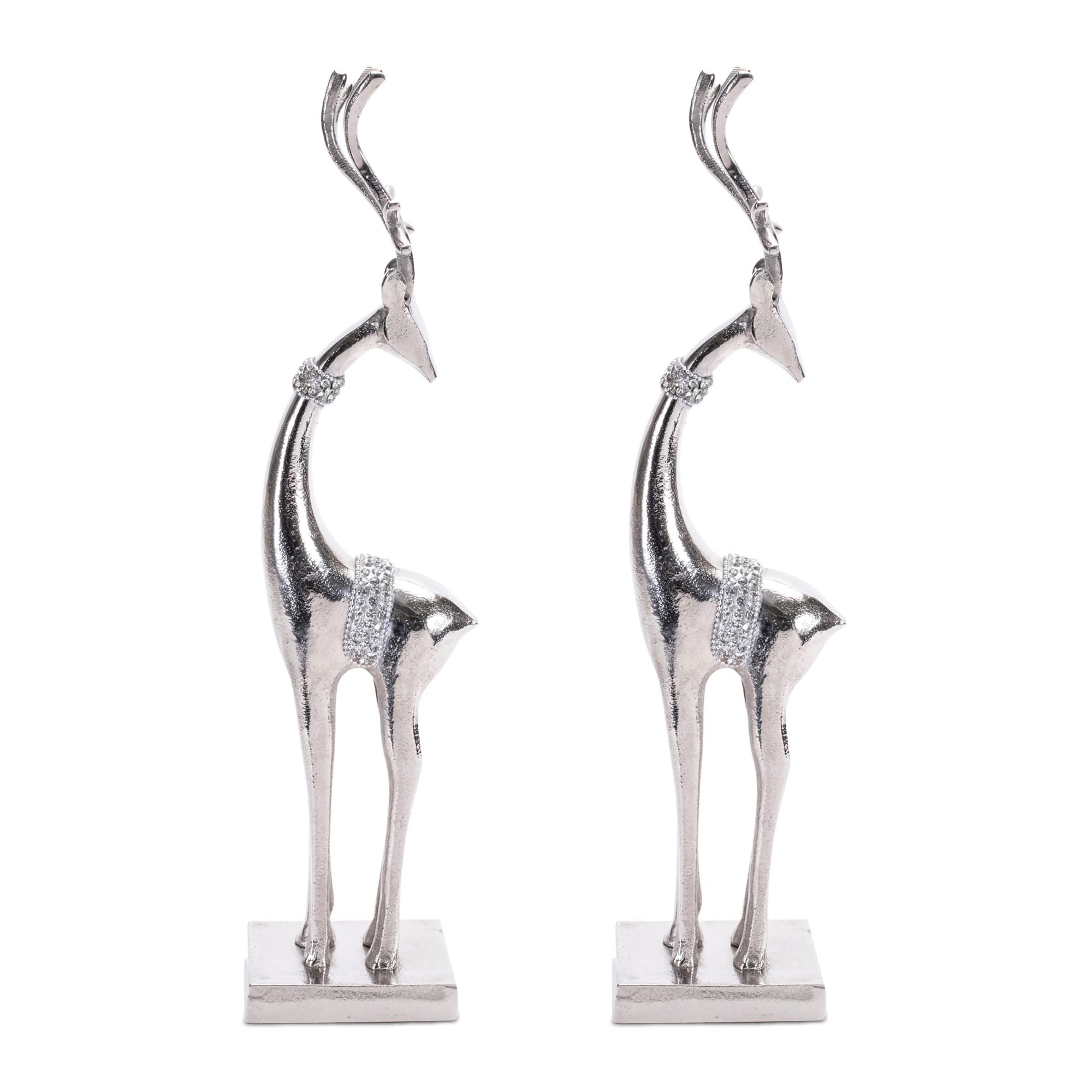 18" Silver Metal Holiday Deer, 2ct.